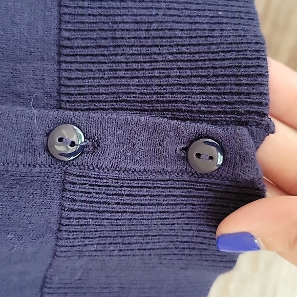 Loft Size Small Navy Blue Cardigan with Clear Sequins on the Shoulders - Picture 4 of 6